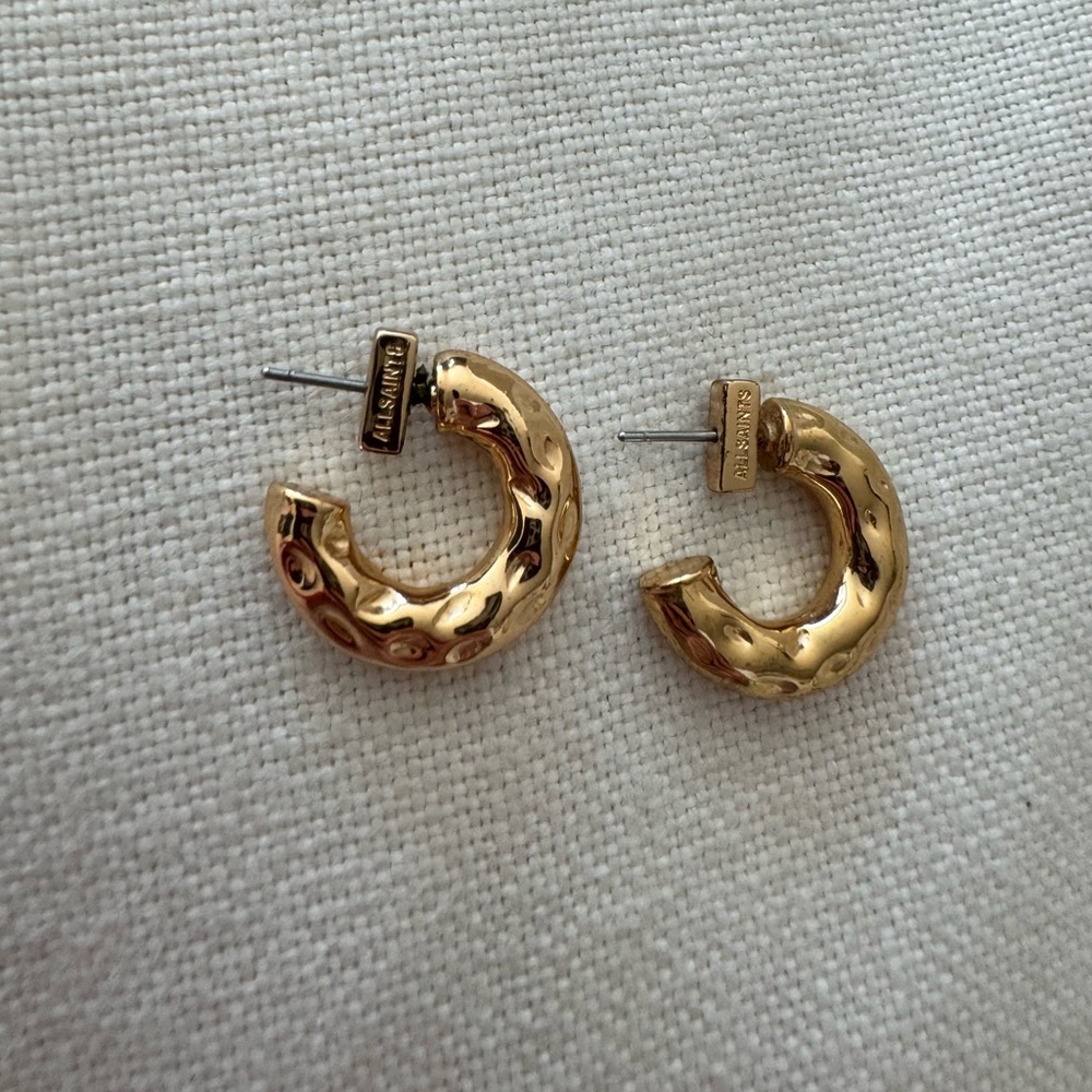 All Saints Hammered Mini Gold Hoops
